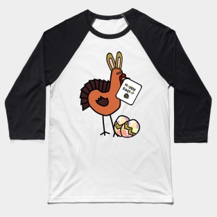 Happy Easter Bunny Ears on Thanksgiving Turkey Baseball T-Shirt